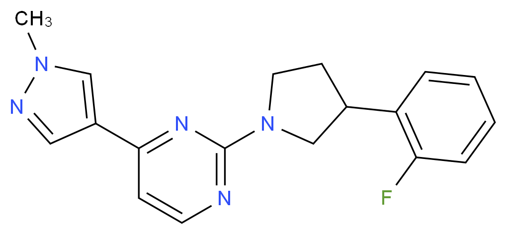 2-[3-(2-fluorophenyl)pyrrolidin-1-yl]-4-(1-methyl-1H-pyrazol-4-yl)pyrimidine_分子结构_CAS_)