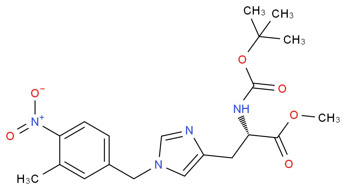 methyl (2S)-2-{[(tert-butoxy)carbonyl]amino}-3-{1-[(3-methyl-4-nitrophenyl)methyl]-1H-imidazol-4-yl}propanoate_分子结构_CAS_114787-83-6