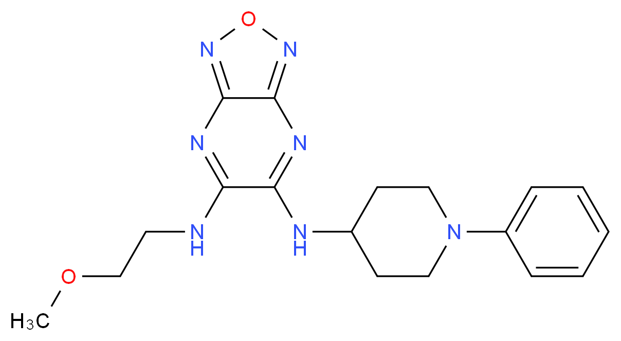 N-(2-methoxyethyl)-N'-(1-phenyl-4-piperidinyl)[1,2,5]oxadiazolo[3,4-b]pyrazine-5,6-diamine_分子结构_CAS_)