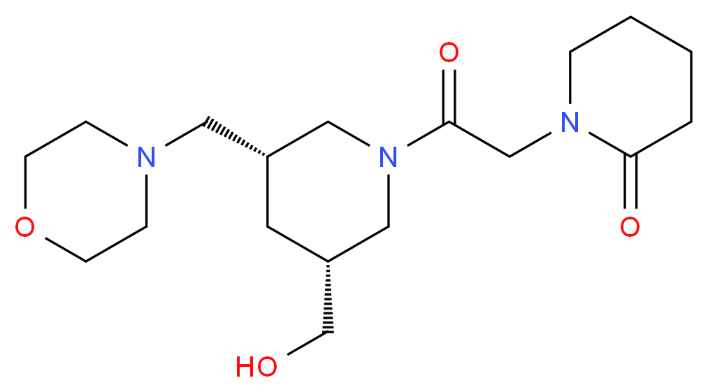1-{2-[(3R*,5R*)-3-(hydroxymethyl)-5-(4-morpholinylmethyl)-1-piperidinyl]-2-oxoethyl}-2-piperidinone_分子结构_CAS_)
