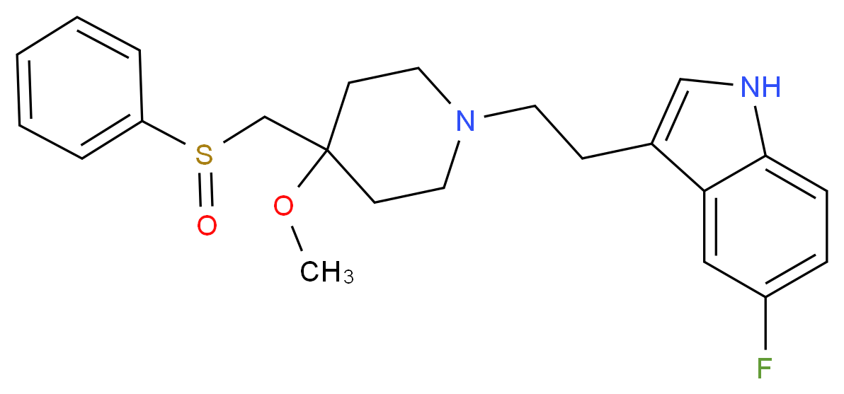 3-(2-{4-[(benzenesulfinyl)methyl]-4-methoxypiperidin-1-yl}ethyl)-5-fluoro-1H-indole_分子结构_CAS_158848-32-9