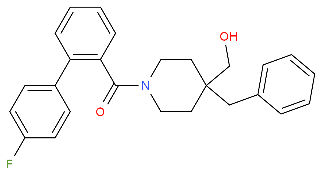 {4-benzyl-1-[(4'-fluoro-2-biphenylyl)carbonyl]-4-piperidinyl}methanol_分子结构_CAS_)