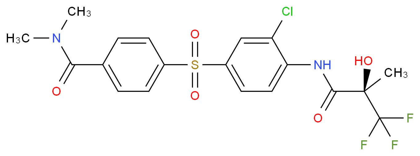 4-[(3-CHLORO-4-{[(2R)-3,3,3-TRIFLUORO-2-HYDROXY-2-METHYLPROPANOYL]AMINO}PHENYL)SULFONYL]-N,N-DIMETHYLBENZAMIDE_分子结构_CAS_)