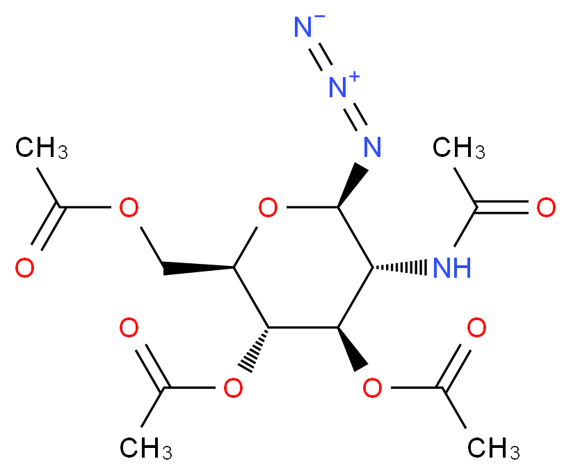 2-乙酰氨基-3,4,6-三-O-乙酰基-2-脱氧-β-D-吡喃葡萄糖酰基叠氮化物_分子结构_CAS_6205-69-2)