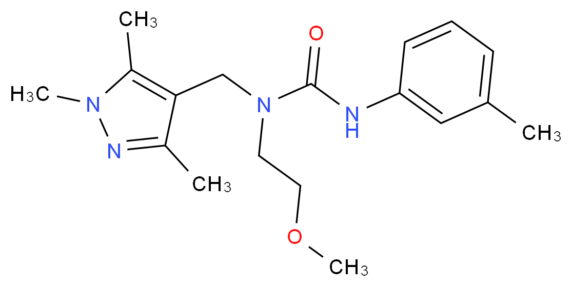 N-(2-methoxyethyl)-N'-(3-methylphenyl)-N-[(1,3,5-trimethyl-1H-pyrazol-4-yl)methyl]urea_分子结构_CAS_)