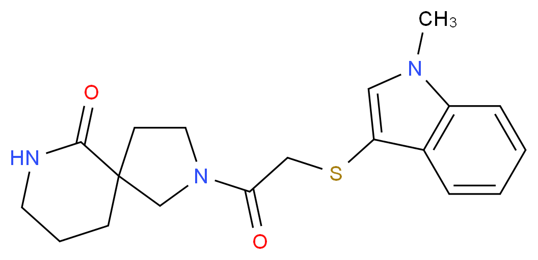 2-{[(1-methyl-1H-indol-3-yl)thio]acetyl}-2,7-diazaspiro[4.5]decan-6-one_分子结构_CAS_)