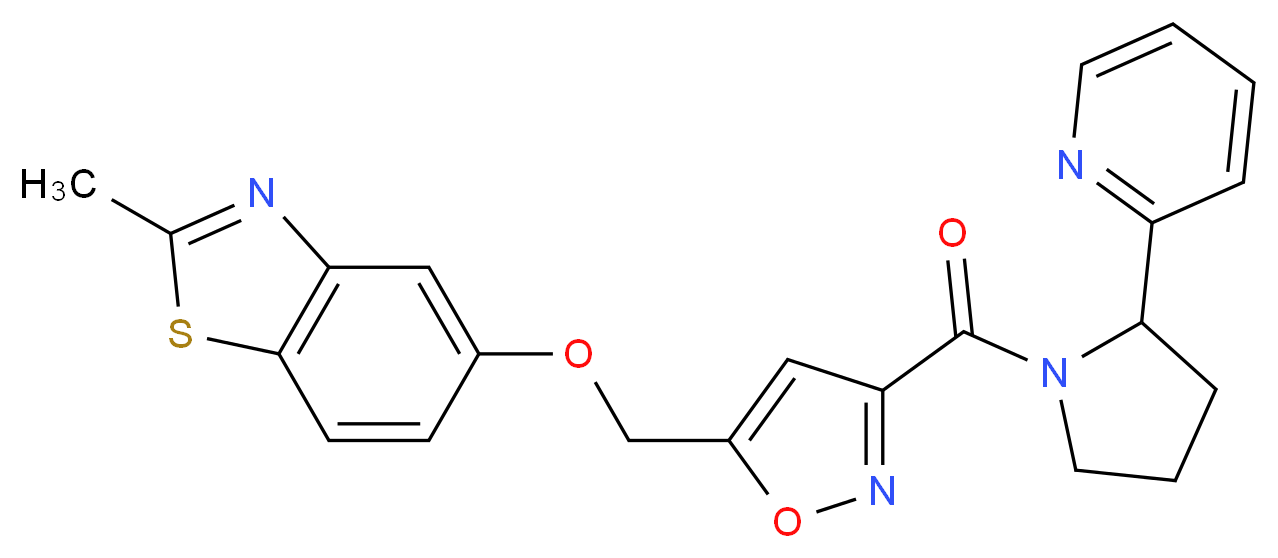 2-methyl-5-[(3-{[2-(2-pyridinyl)-1-pyrrolidinyl]carbonyl}-5-isoxazolyl)methoxy]-1,3-benzothiazole_分子结构_CAS_)