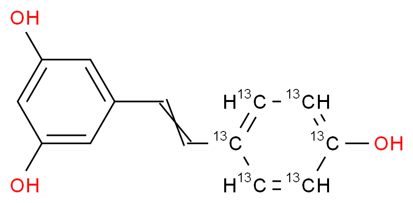 5-{2-[4-hydroxy(1,2,3,4,5,6-<sup>1</sup><sup>3</sup>C<sub>6</sub>)phenyl]ethenyl}benzene-1,3-diol_分子结构_CAS_1185247-70-4