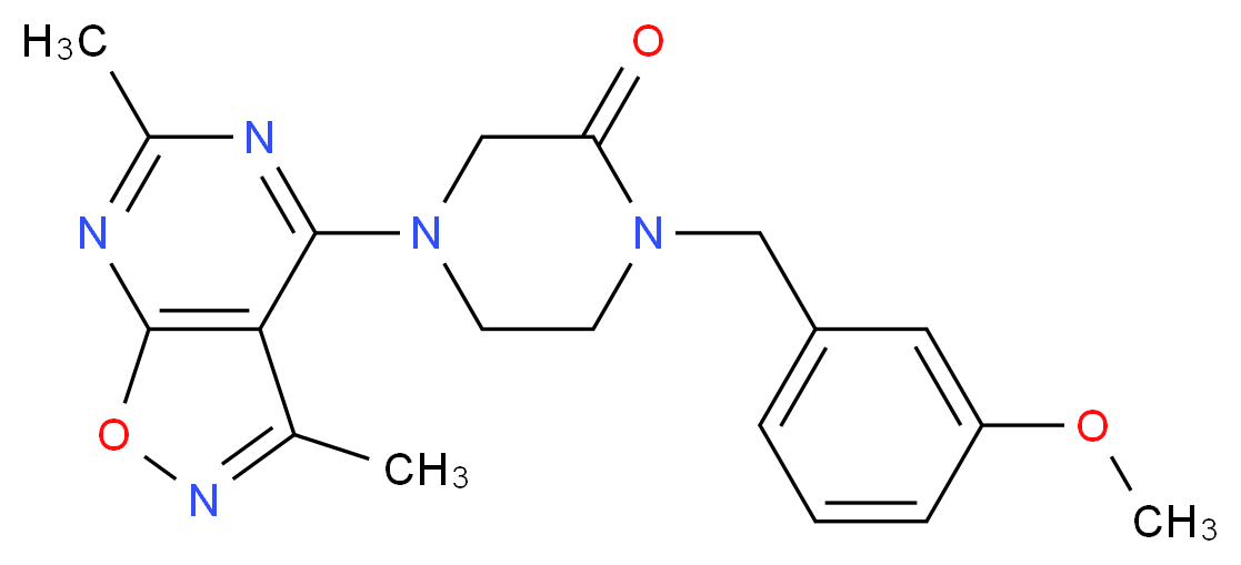 4-(3,6-dimethylisoxazolo[5,4-d]pyrimidin-4-yl)-1-(3-methoxybenzyl)-2-piperazinone_分子结构_CAS_)