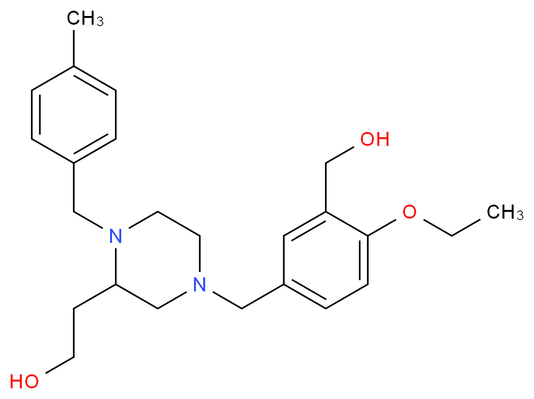 2-[4-[4-ethoxy-3-(hydroxymethyl)benzyl]-1-(4-methylbenzyl)-2-piperazinyl]ethanol_分子结构_CAS_)