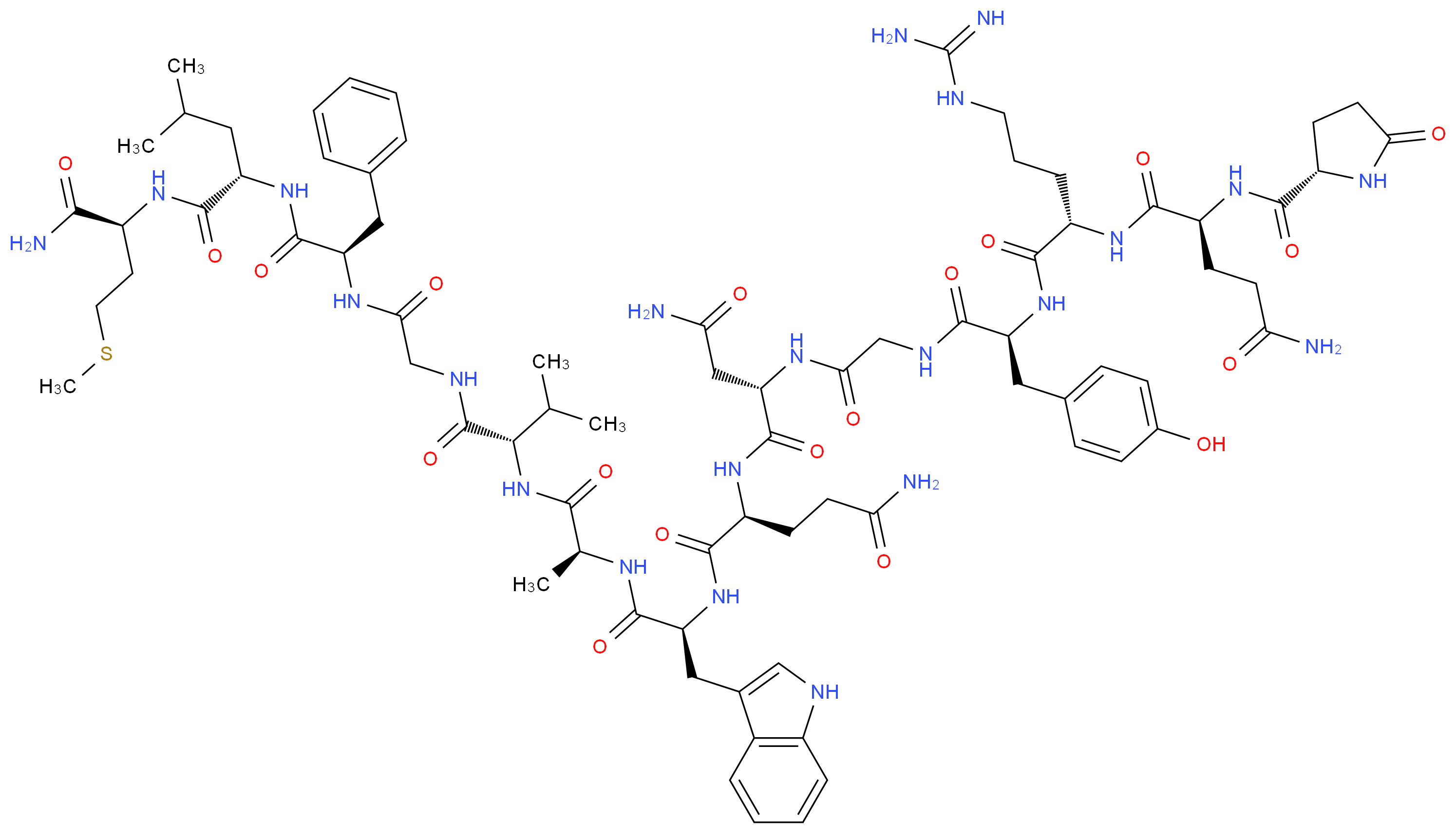 (2S)-2-[(2S)-2-{2-[(2S)-2-[(2S)-5-carbamimidamido-2-[(2S)-4-carbamoyl-2-{[(2S)-5-oxopyrrolidin-2-yl]formamido}butanamido]pentanamido]-3-(4-hydroxyphenyl)propanamido]acetamido}-3-carbamoylpropanamido]-N-[(1S)-1-{[(1S)-1-{[(1S)-1-[({[(1R)-1-{[(1S)-1-{[(1S)-1-carbamoyl-3-(methylsulfanyl)propyl]carbamoyl}-3-methylbutyl]carbamoyl}-2-phenylethyl]carbamoyl}methyl)carbamoyl]-2-methylpropyl]carbamoyl}ethyl]carbamoyl}-2-(1H-indol-3-yl)ethyl]pentanediamide_分子结构_CAS_108437-89-4