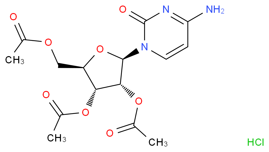 [(2R,3R,4R,5R)-3,4-bis(acetyloxy)-5-(4-amino-2-oxo-1,2-dihydropyrimidin-1-yl)oxolan-2-yl]methyl acetate hydrochloride_分子结构_CAS_63639-21-4