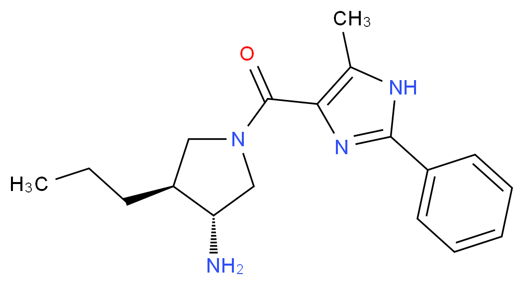 (3R*,4S*)-1-[(5-methyl-2-phenyl-1H-imidazol-4-yl)carbonyl]-4-propylpyrrolidin-3-amine_分子结构_CAS_)