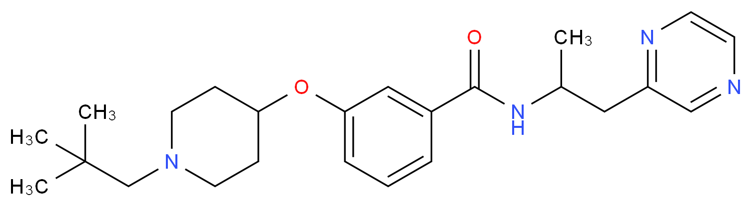 3-{[1-(2,2-dimethylpropyl)-4-piperidinyl]oxy}-N-[1-methyl-2-(2-pyrazinyl)ethyl]benzamide_分子结构_CAS_)