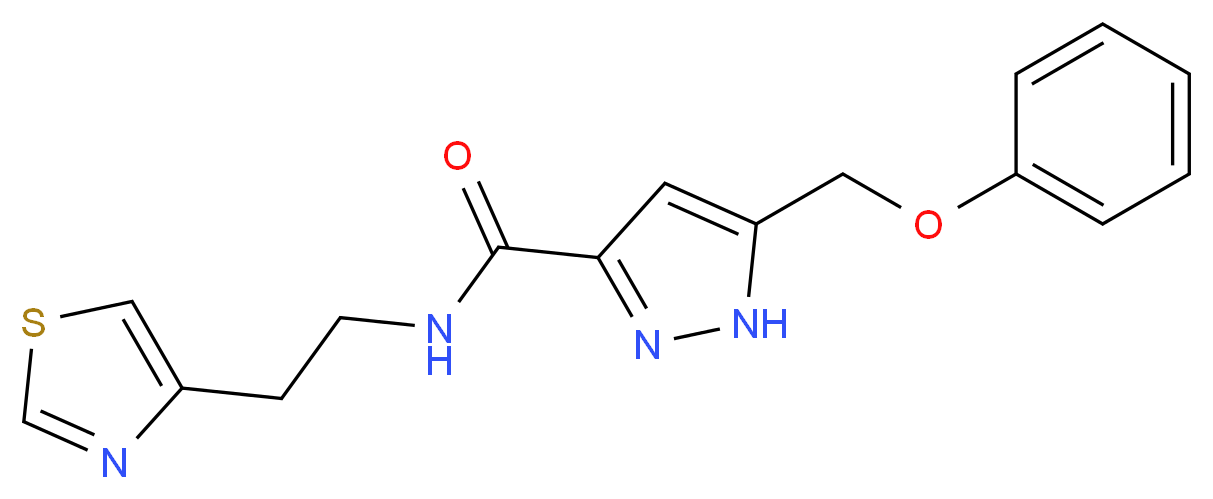 5-(phenoxymethyl)-N-[2-(1,3-thiazol-4-yl)ethyl]-1H-pyrazole-3-carboxamide_分子结构_CAS_)