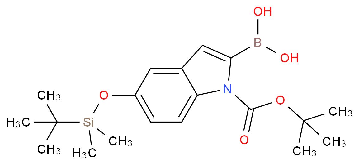 1-Boc-5-(叔丁基二甲基硅烷)吲哚-2-硼酸_分子结构_CAS_335649-61-1)