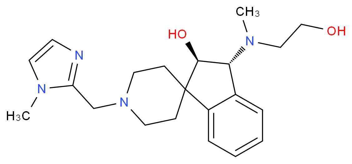 (2R*,3R*)-3-[(2-hydroxyethyl)(methyl)amino]-1'-[(1-methyl-1H-imidazol-2-yl)methyl]-2,3-dihydrospiro[indene-1,4'-piperidin]-2-ol_分子结构_CAS_)