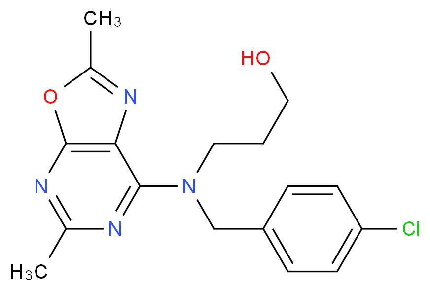 3-[(4-chlorobenzyl)(2,5-dimethyl[1,3]oxazolo[5,4-d]pyrimidin-7-yl)amino]propan-1-ol_分子结构_CAS_)