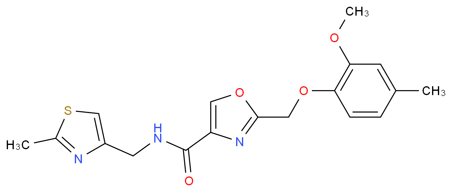2-[(2-methoxy-4-methylphenoxy)methyl]-N-[(2-methyl-1,3-thiazol-4-yl)methyl]-1,3-oxazole-4-carboxamide_分子结构_CAS_)