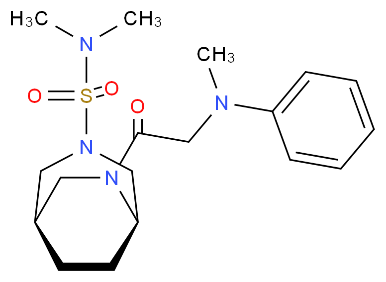 (1R*,5R*)-N,N-dimethyl-6-(N-methyl-N-phenylglycyl)-3,6-diazabicyclo[3.2.2]nonane-3-sulfonamide_分子结构_CAS_)