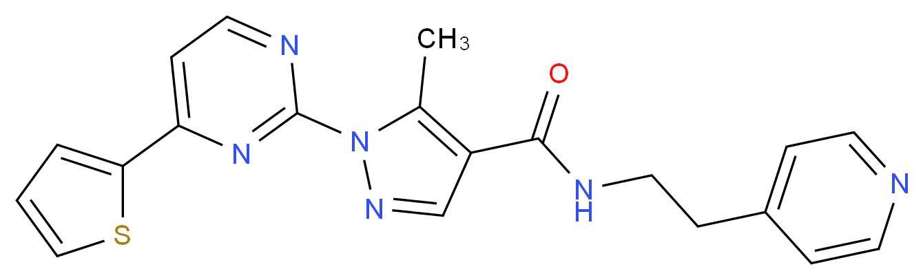5-methyl-N-[2-(4-pyridinyl)ethyl]-1-[4-(2-thienyl)-2-pyrimidinyl]-1H-pyrazole-4-carboxamide_分子结构_CAS_)