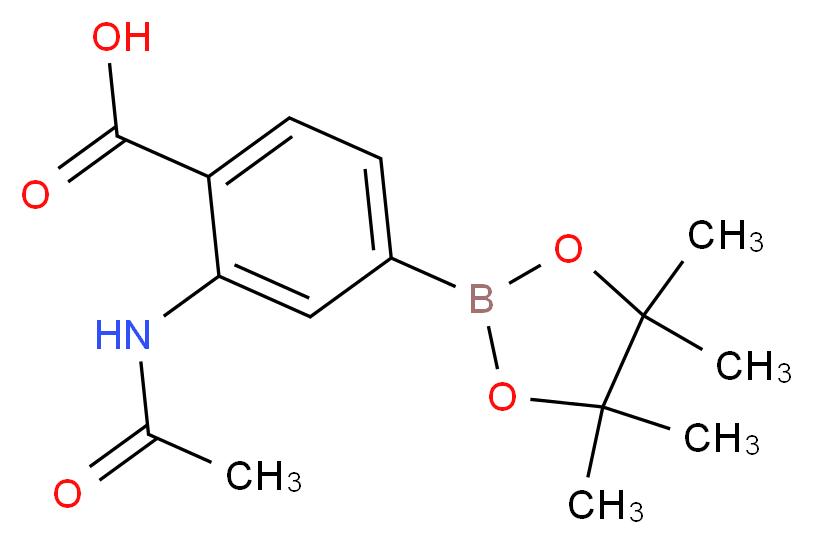 2-acetamido-4-(tetramethyl-1,3,2-dioxaborolan-2-yl)benzoic acid_分子结构_CAS_1218789-96-8