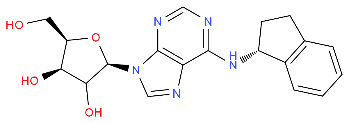 (2R,4R,5R)-2-(6-{[(1R)-2,3-dihydro-1H-inden-1-yl]amino}-9H-purin-9-yl)-5-(hydroxymethyl)oxolane-3,4-diol_分子结构_CAS_96392-15-3