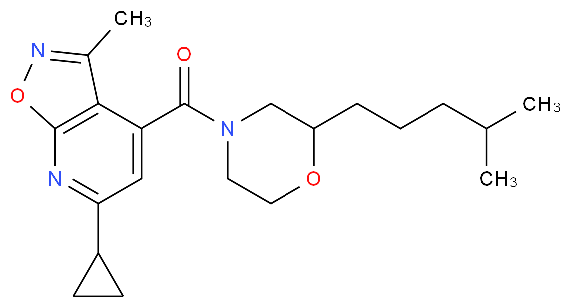 6-cyclopropyl-3-methyl-4-{[2-(4-methylpentyl)-4-morpholinyl]carbonyl}isoxazolo[5,4-b]pyridine_分子结构_CAS_)