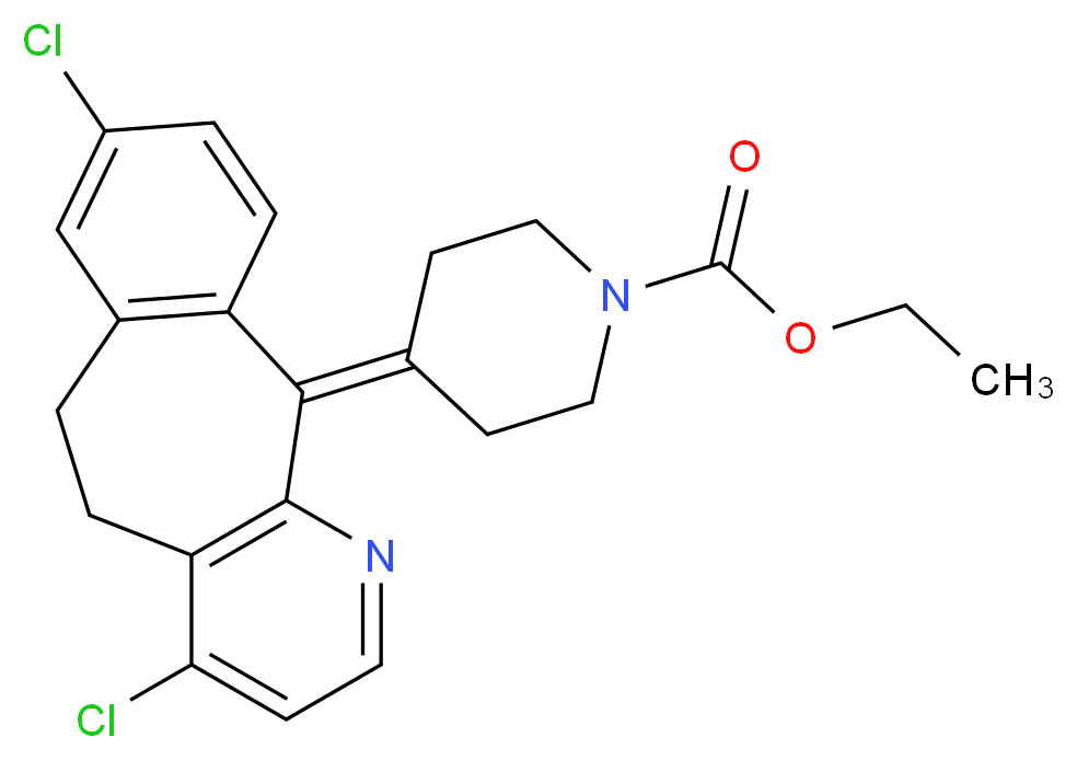 ethyl 4-{7,13-dichloro-4-azatricyclo[9.4.0.0<sup>3</sup>,<sup>8</sup>]pentadeca-1(11),3(8),4,6,12,14-hexaen-2-ylidene}piperidine-1-carboxylate_分子结构_CAS_165739-83-3