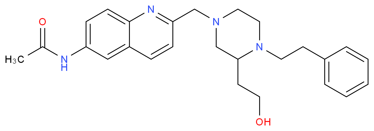 N-(2-{[3-(2-hydroxyethyl)-4-(2-phenylethyl)-1-piperazinyl]methyl}-6-quinolinyl)acetamide_分子结构_CAS_)