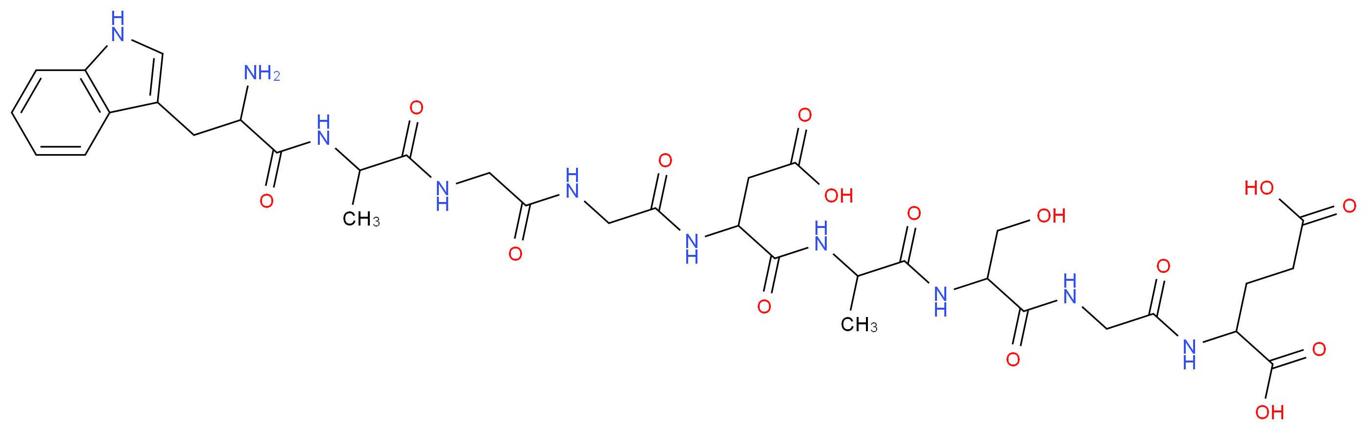 2-{2-[2-(2-{2-[2-(2-{2-[2-amino-3-(1H-indol-3-yl)propanamido]propanamido}acetamido)acetamido]-3-carboxypropanamido}propanamido)-3-hydroxypropanamido]acetamido}pentanedioic acid_分子结构_CAS_62568-57-4