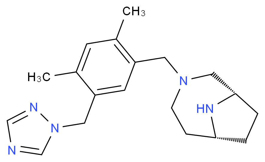 (1S*,6R*)-3-[2,4-dimethyl-5-(1H-1,2,4-triazol-1-ylmethyl)benzyl]-3,9-diazabicyclo[4.2.1]nonane_分子结构_CAS_)