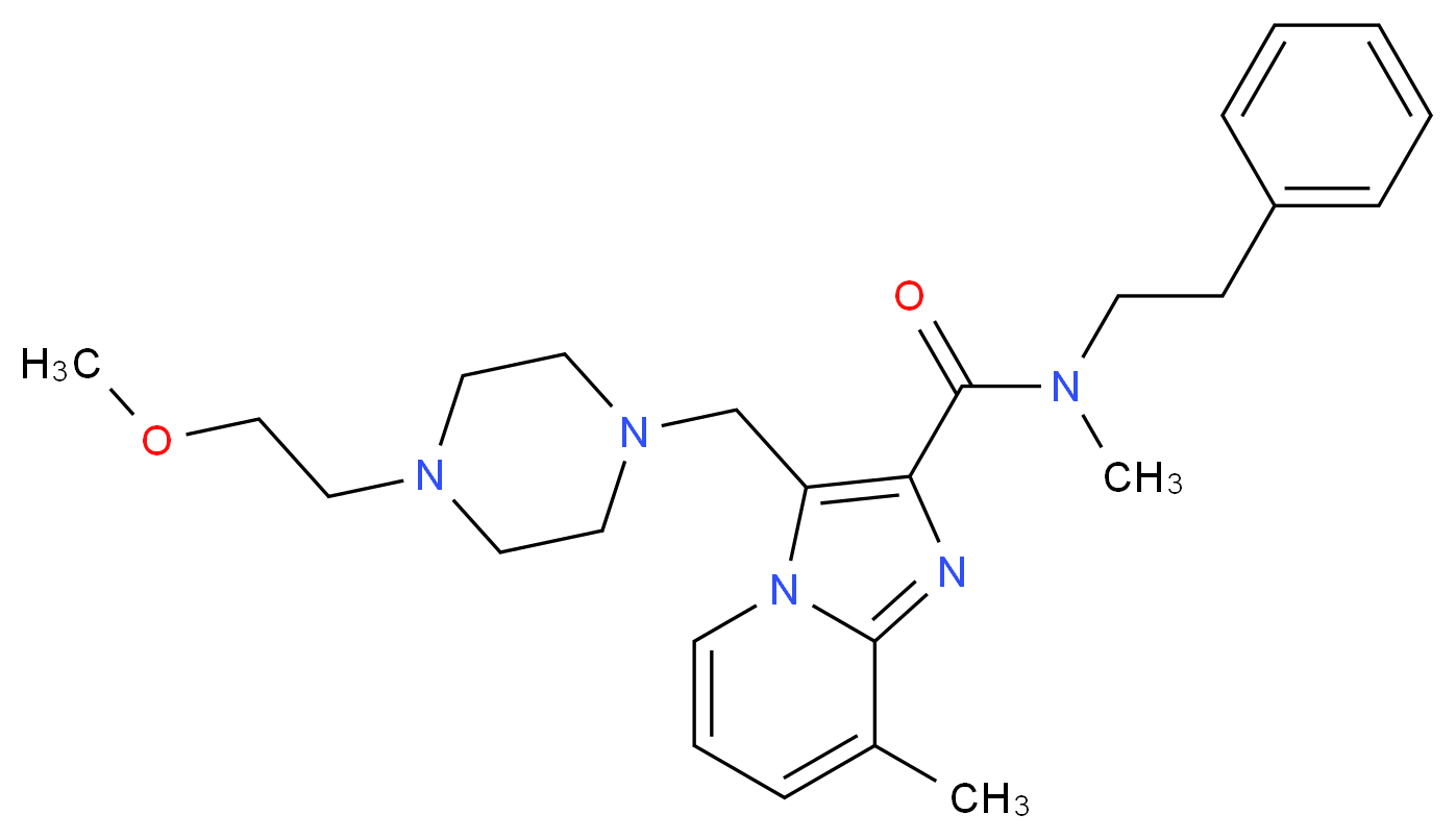 3-{[4-(2-methoxyethyl)-1-piperazinyl]methyl}-N,8-dimethyl-N-(2-phenylethyl)imidazo[1,2-a]pyridine-2-carboxamide_分子结构_CAS_)