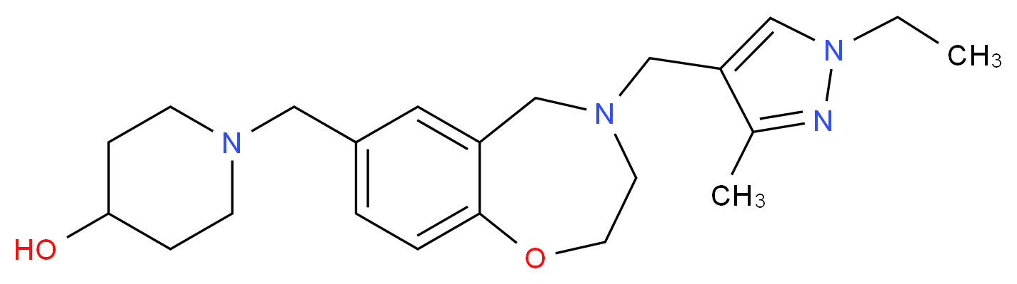 1-({4-[(1-ethyl-3-methyl-1H-pyrazol-4-yl)methyl]-2,3,4,5-tetrahydro-1,4-benzoxazepin-7-yl}methyl)-4-piperidinol_分子结构_CAS_)