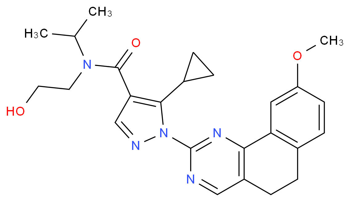 5-cyclopropyl-N-(2-hydroxyethyl)-N-isopropyl-1-(9-methoxy-5,6-dihydrobenzo[h]quinazolin-2-yl)-1H-pyrazole-4-carboxamide_分子结构_CAS_)