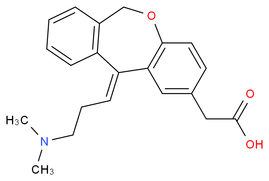 2-[(2E)-2-[3-(dimethylamino)propylidene]-9-oxatricyclo[9.4.0.0<sup>3</sup>,<sup>8</sup>]pentadeca-1(11),3(8),4,6,12,14-hexaen-5-yl]acetic acid_分子结构_CAS_113806-06-7