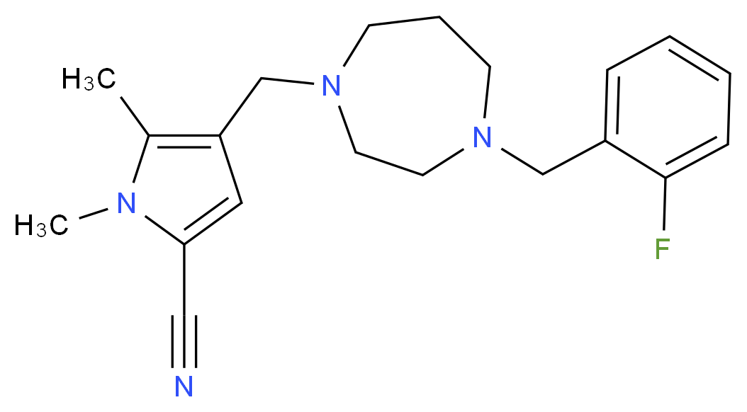 4-{[4-(2-fluorobenzyl)-1,4-diazepan-1-yl]methyl}-1,5-dimethyl-1H-pyrrole-2-carbonitrile_分子结构_CAS_)