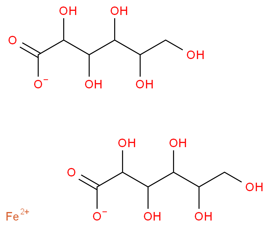 iron(2+) ion bis(2,3,4,5,6-pentahydroxyhexanoate)_分子结构_CAS_299-29-6