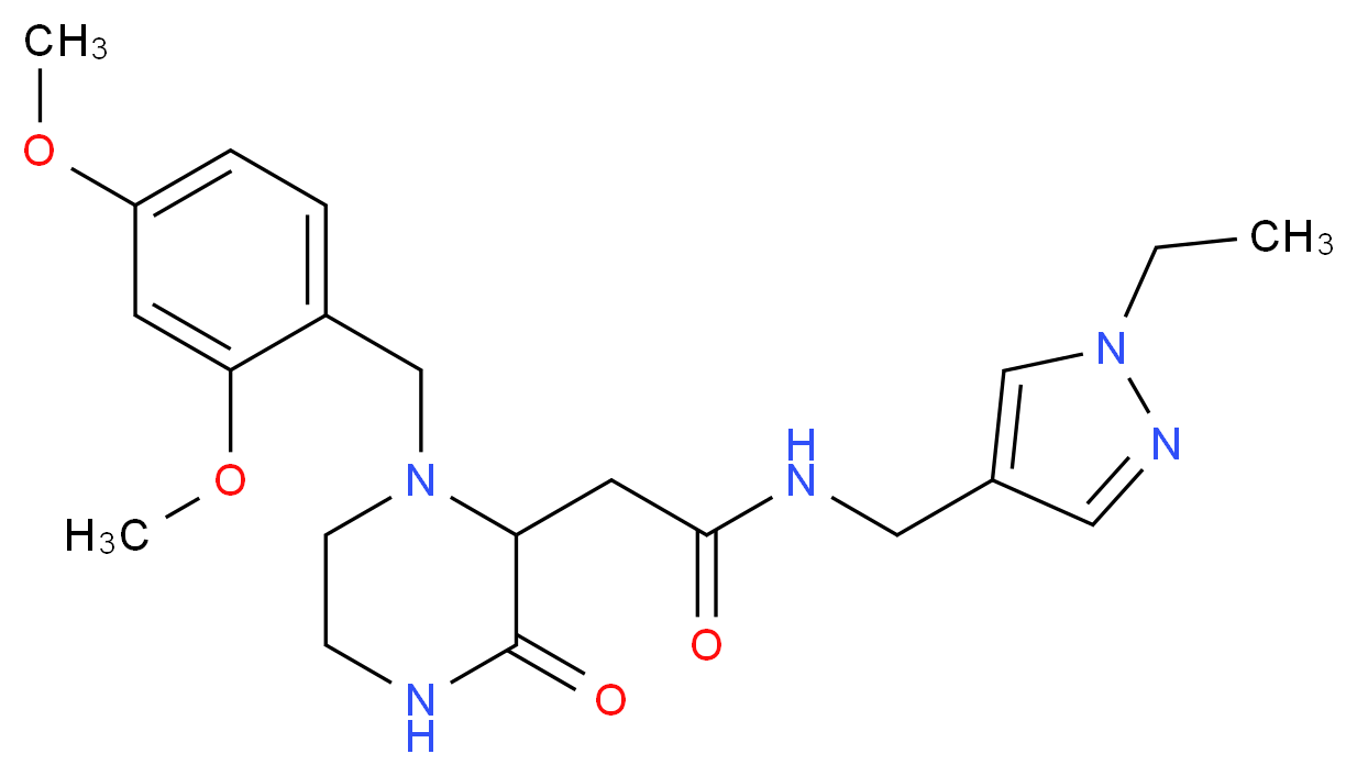 2-[1-(2,4-dimethoxybenzyl)-3-oxo-2-piperazinyl]-N-[(1-ethyl-1H-pyrazol-4-yl)methyl]acetamide_分子结构_CAS_)