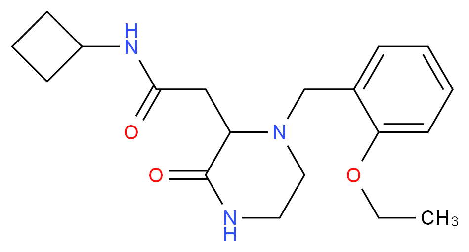 N-cyclobutyl-2-[1-(2-ethoxybenzyl)-3-oxo-2-piperazinyl]acetamide_分子结构_CAS_)