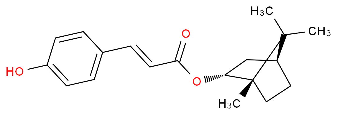 (1S,2R,4S)-1,7,7-trimethylbicyclo[2.2.1]heptan-2-yl (2E)-3-(4-hydroxyphenyl)prop-2-enoate_分子结构_CAS_55511-08-5