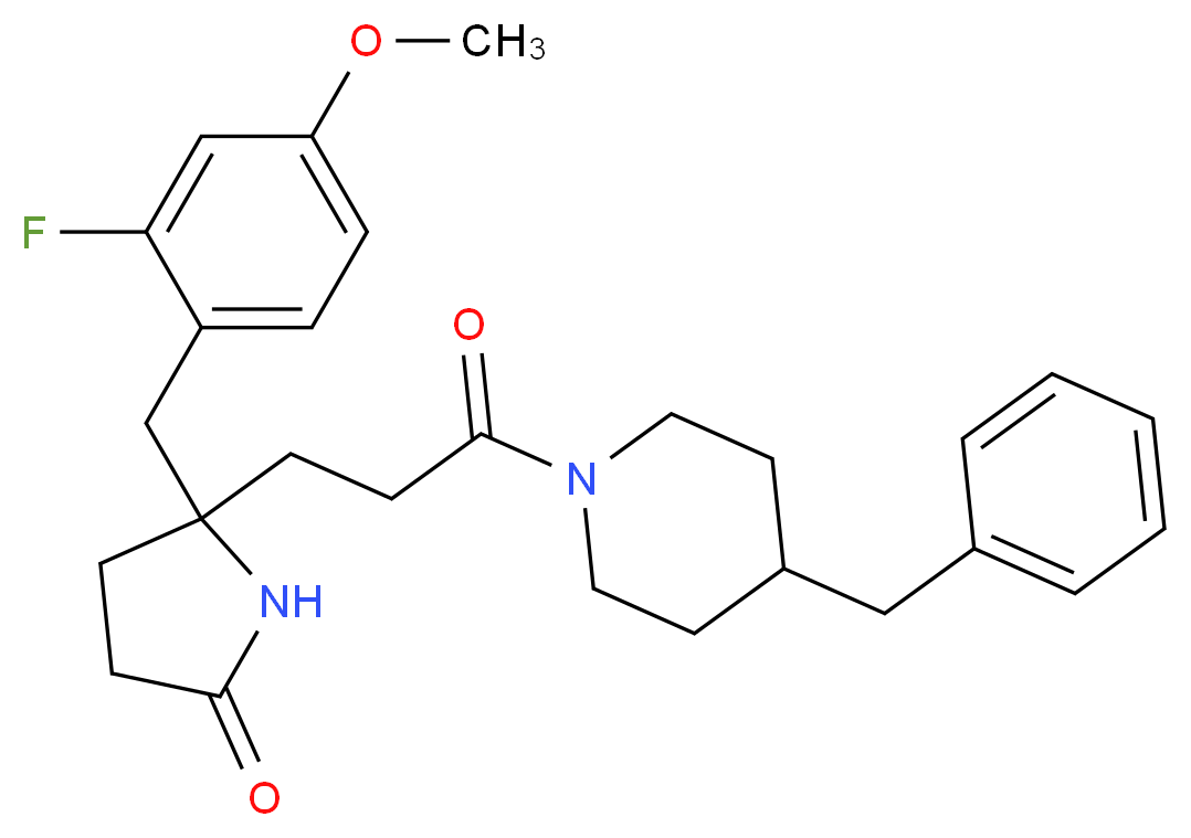 5-[3-(4-benzyl-1-piperidinyl)-3-oxopropyl]-5-(2-fluoro-4-methoxybenzyl)-2-pyrrolidinone_分子结构_CAS_)