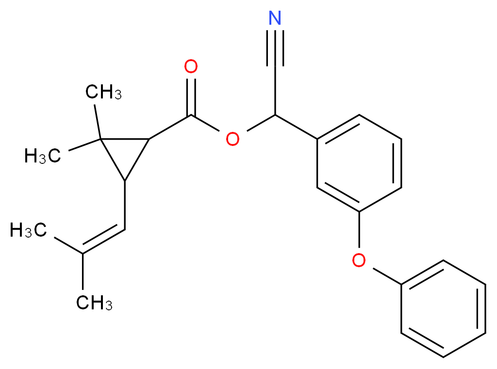 cyano(3-phenoxyphenyl)methyl 2,2-dimethyl-3-(2-methylprop-1-en-1-yl)cyclopropane-1-carboxylate_分子结构_CAS_39515-40-7