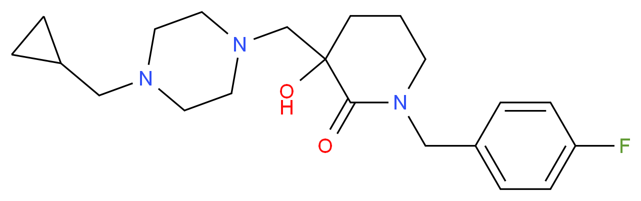 3-{[4-(cyclopropylmethyl)-1-piperazinyl]methyl}-1-(4-fluorobenzyl)-3-hydroxy-2-piperidinone_分子结构_CAS_)