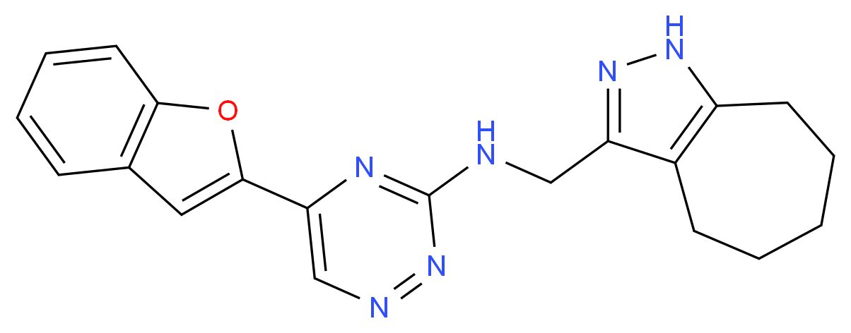 5-(1-benzofuran-2-yl)-N-(1,4,5,6,7,8-hexahydrocyclohepta[c]pyrazol-3-ylmethyl)-1,2,4-triazin-3-amine_分子结构_CAS_)