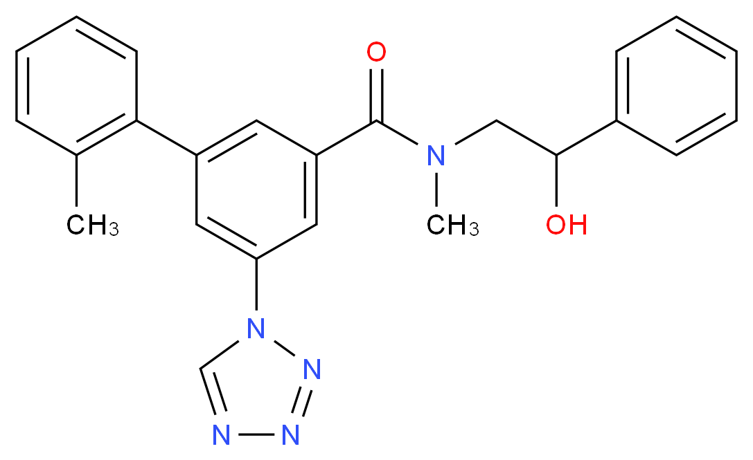 N-(2-hydroxy-2-phenylethyl)-N,2'-dimethyl-5-(1H-tetrazol-1-yl)-3-biphenylcarboxamide_分子结构_CAS_)