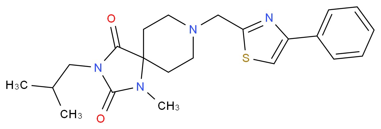 3-isobutyl-1-methyl-8-[(4-phenyl-1,3-thiazol-2-yl)methyl]-1,3,8-triazaspiro[4.5]decane-2,4-dione_分子结构_CAS_)