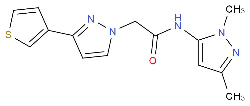 N-(1,3-dimethyl-1H-pyrazol-5-yl)-2-[3-(3-thienyl)-1H-pyrazol-1-yl]acetamide_分子结构_CAS_)