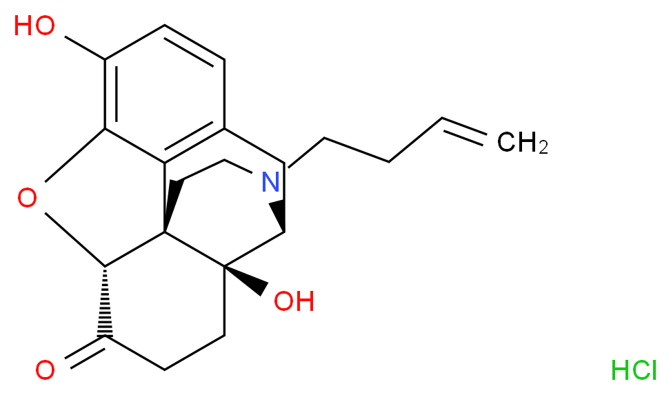 (1S,5R,13R,17S)-4-(but-3-en-1-yl)-10,17-dihydroxy-12-oxa-4-azapentacyclo[9.6.1.0<sup>1</sup>,<sup>1</sup><sup>3</sup>.0<sup>5</sup>,<sup>1</sup><sup>7</sup>.0<sup>7</sup>,<sup>1</sup><sup>8</sup>]octadeca-7(18),8,10-trien-14-one hydrochloride_分子结构_CAS_131670-05-8