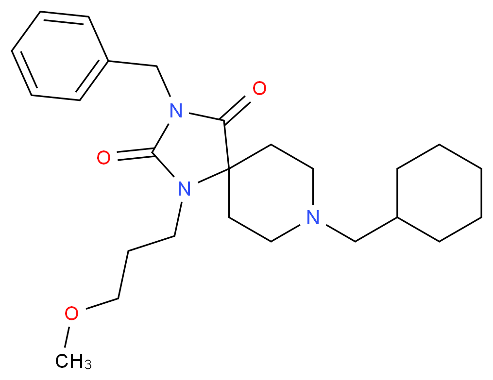 3-benzyl-8-(cyclohexylmethyl)-1-(3-methoxypropyl)-1,3,8-triazaspiro[4.5]decane-2,4-dione_分子结构_CAS_)